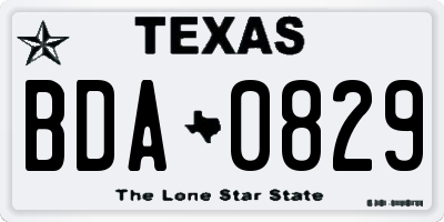 TX license plate BDA0829