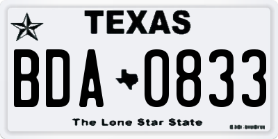 TX license plate BDA0833