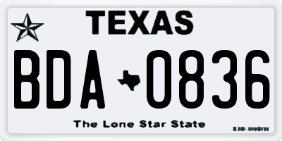 TX license plate BDA0836