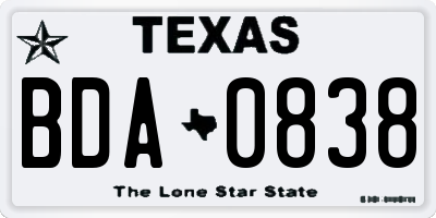 TX license plate BDA0838