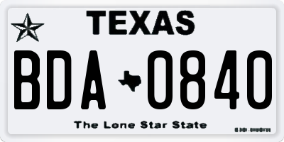 TX license plate BDA0840