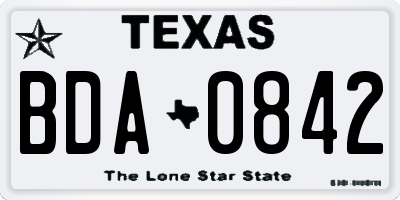 TX license plate BDA0842
