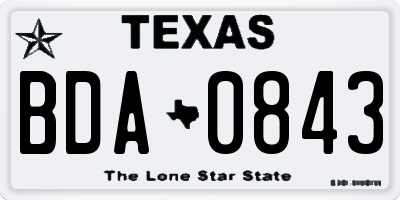 TX license plate BDA0843