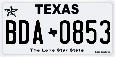 TX license plate BDA0853
