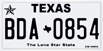 TX license plate BDA0854