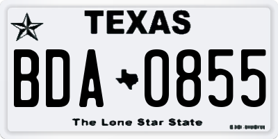 TX license plate BDA0855