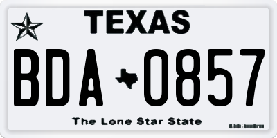 TX license plate BDA0857