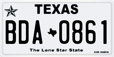 TX license plate BDA0861