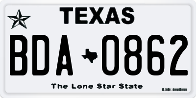 TX license plate BDA0862
