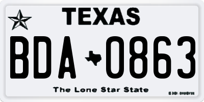 TX license plate BDA0863