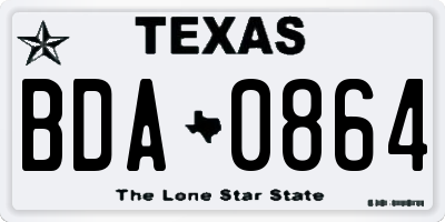 TX license plate BDA0864