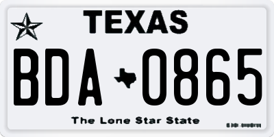 TX license plate BDA0865