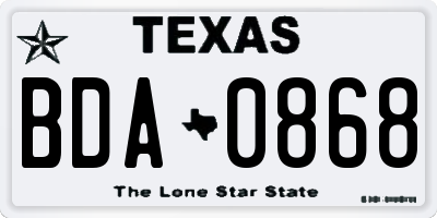TX license plate BDA0868
