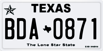 TX license plate BDA0871