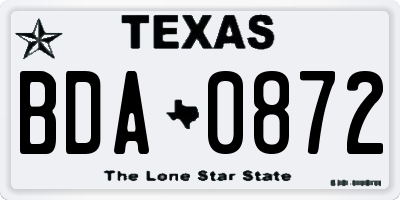 TX license plate BDA0872
