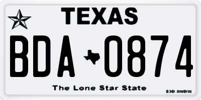 TX license plate BDA0874