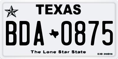 TX license plate BDA0875
