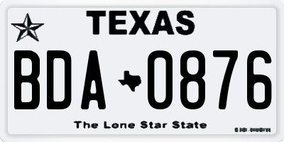 TX license plate BDA0876