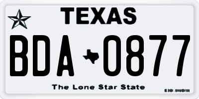 TX license plate BDA0877