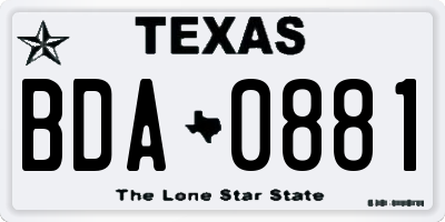 TX license plate BDA0881