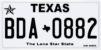 TX license plate BDA0882