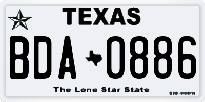 TX license plate BDA0886