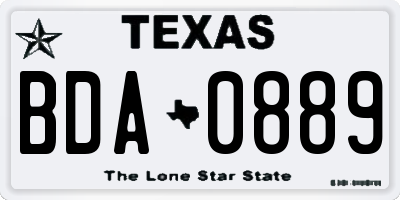 TX license plate BDA0889