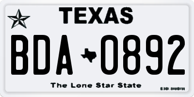 TX license plate BDA0892