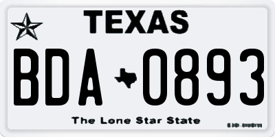 TX license plate BDA0893