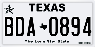 TX license plate BDA0894