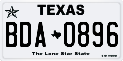 TX license plate BDA0896