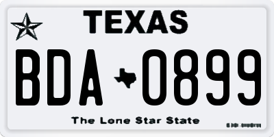 TX license plate BDA0899