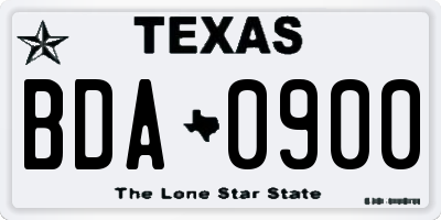 TX license plate BDA0900