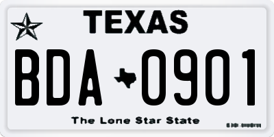 TX license plate BDA0901