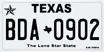 TX license plate BDA0902