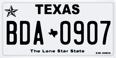 TX license plate BDA0907