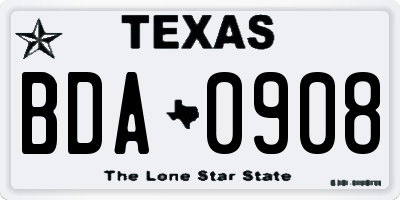 TX license plate BDA0908