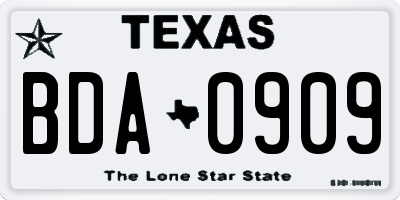 TX license plate BDA0909