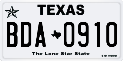 TX license plate BDA0910