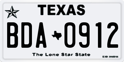 TX license plate BDA0912