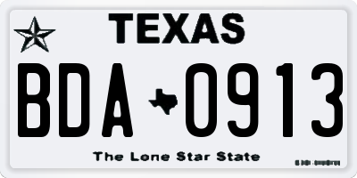 TX license plate BDA0913