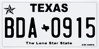 TX license plate BDA0915