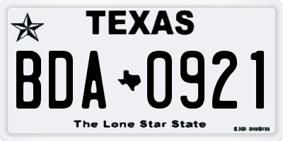 TX license plate BDA0921