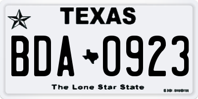 TX license plate BDA0923