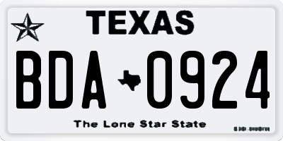 TX license plate BDA0924