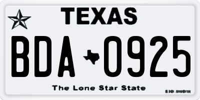 TX license plate BDA0925