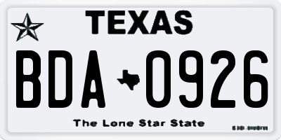 TX license plate BDA0926