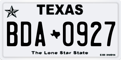 TX license plate BDA0927