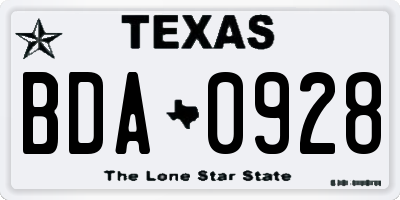 TX license plate BDA0928