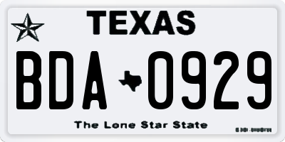 TX license plate BDA0929